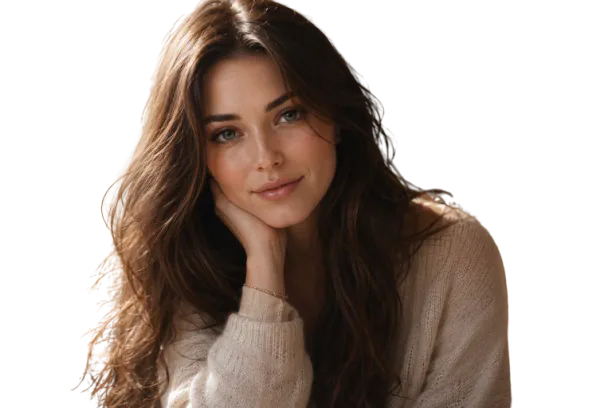 Femme brune aux yeux gris