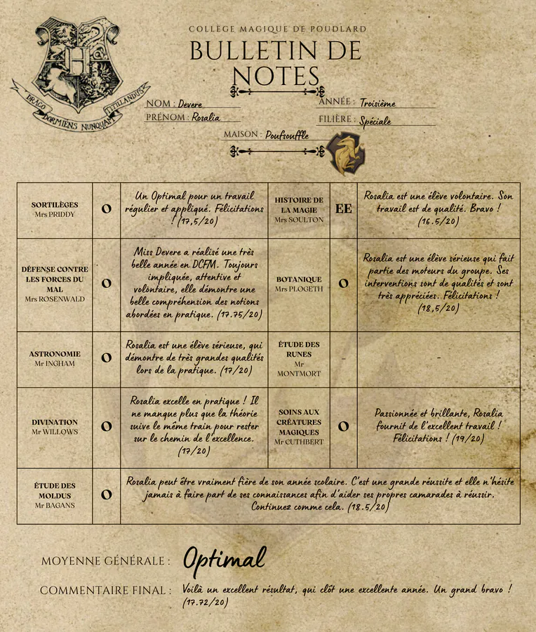Bulletin de Rosalia Devere