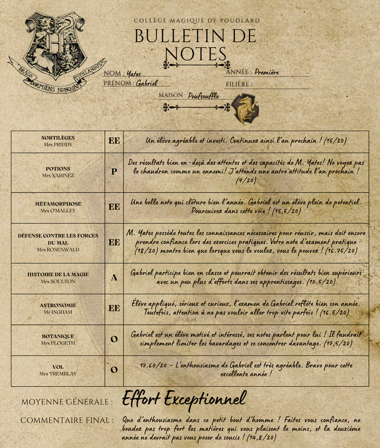 Bulletin de Gabriel Yates