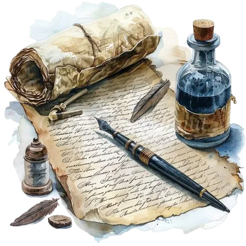Parchemin avec stylo
