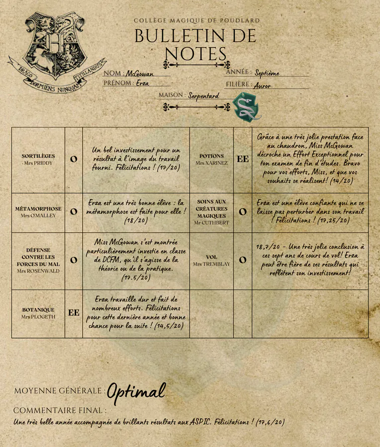 Bulletin d'Erza McGowan