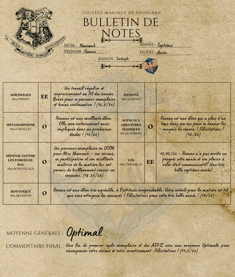 Bulletin de Roxane Newcomb