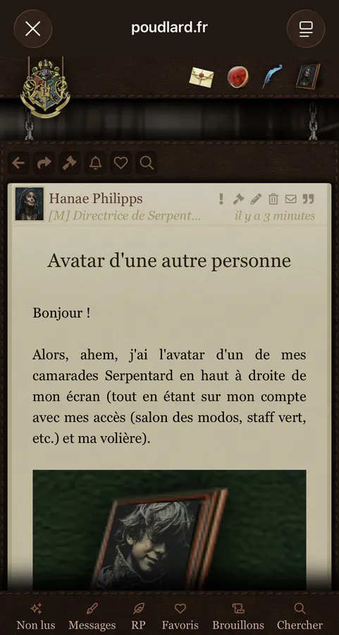 Capture d’écran du bug