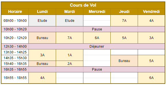 Emploi du temps