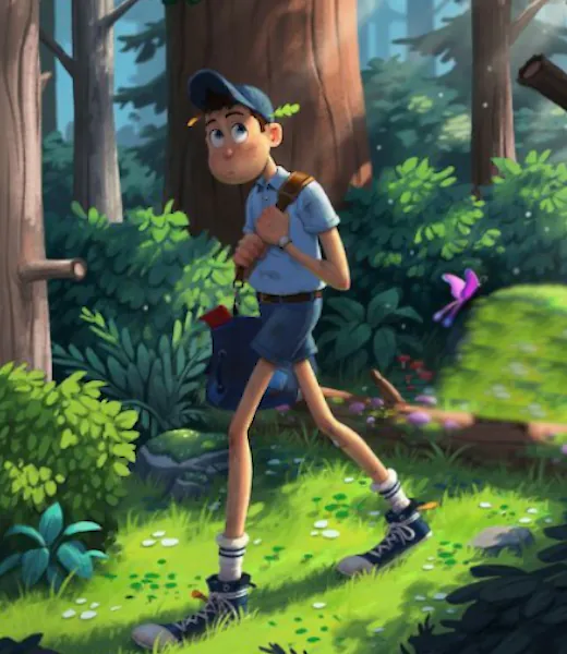 Otis marchant dans la forêt