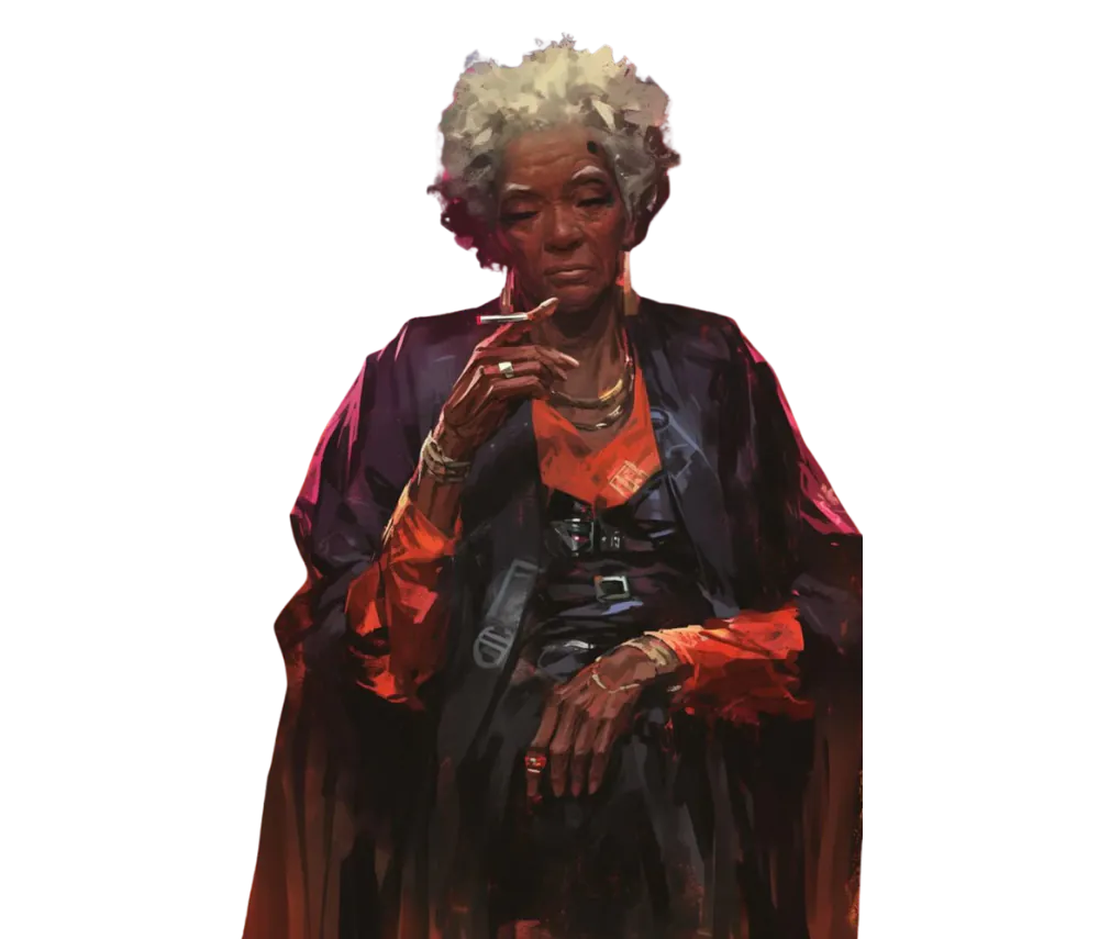 femme âgée de couleur qui fume