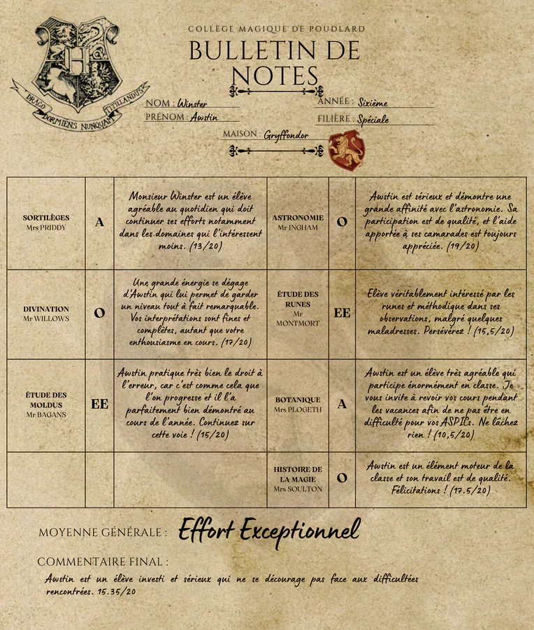 Bulletin d'Awstin Winster