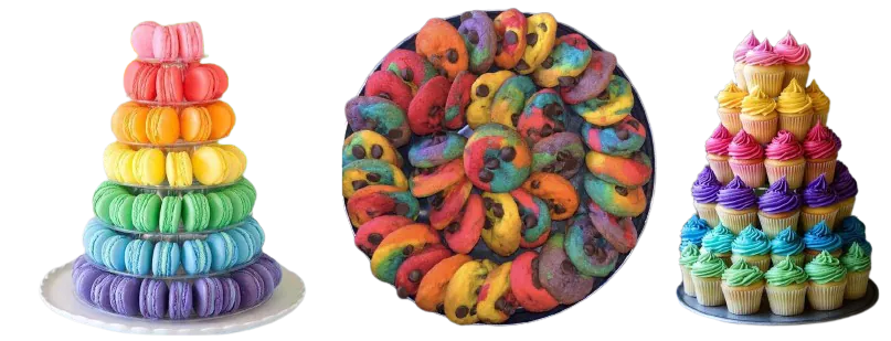 gâteaux multicolores
