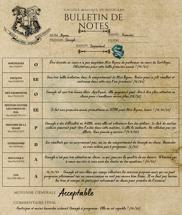 Bulletin d'Oonagh Byrne