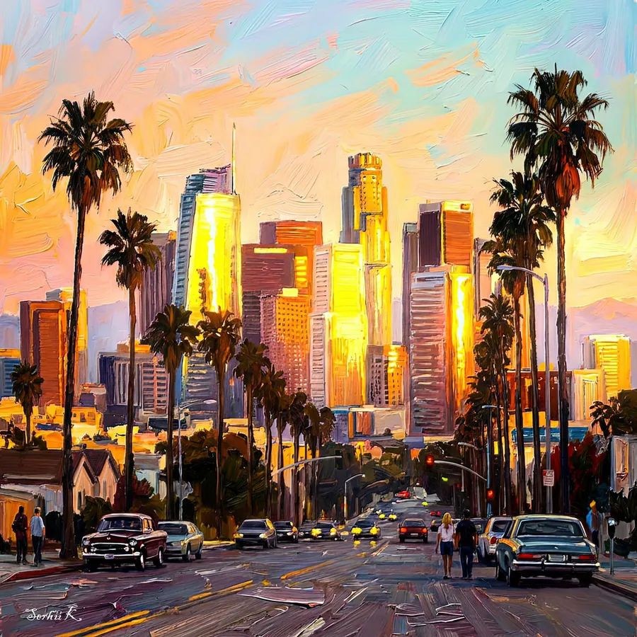 dessin d'une rue de Los Angeles