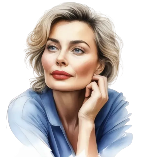Femme aux cheveux blonds-blancs et yeux gris