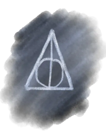 Dessin personnel d'une représentation du symbole des reliques de la mort.